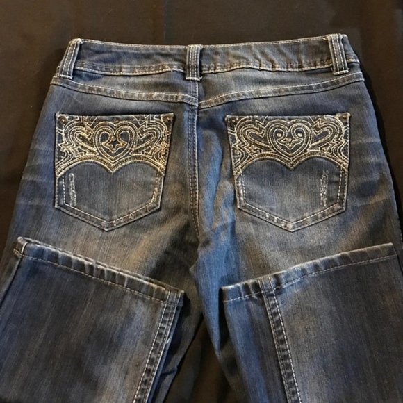 INC crystal stud boot leg jeans, size 4 - Picture 3 of 3